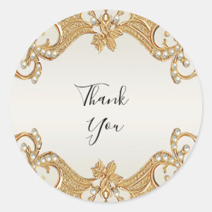 Gold Ornate White Pearls Sticker