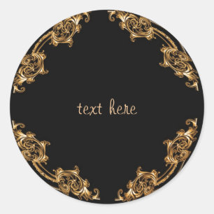 Gold ornatedesign classic design classic round sticker
