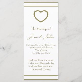 Gold Outline Heart Set Wedding Program