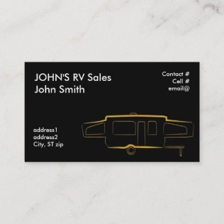 Gold outline pop up tent trailer business card