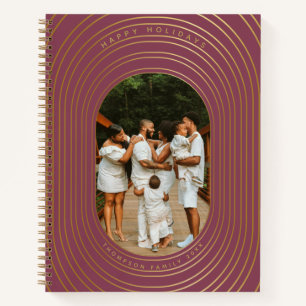 Gold Oval Frame Custom Photo Family Christmas Notebook