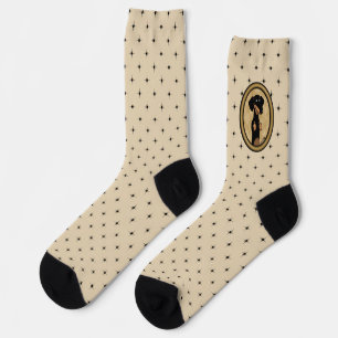 Gold Oval Frame Dachshund Portrait (black & tan) Socks