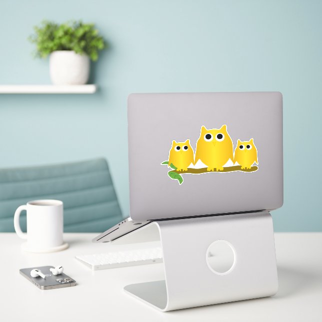 Gold Owls Design (Laptop On Desk)