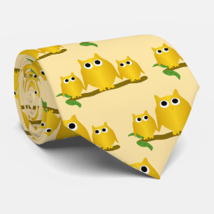 Gold Owls Design Any Colour Background Tie