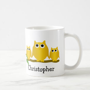 Gold Owls Design Personalised Coffee Mug
