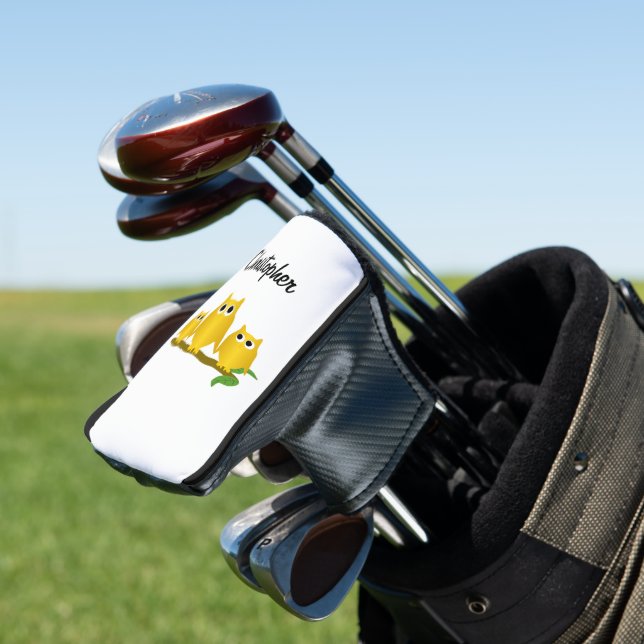 Gold Owls Design Personalised Golf Head Cover (In Situ)