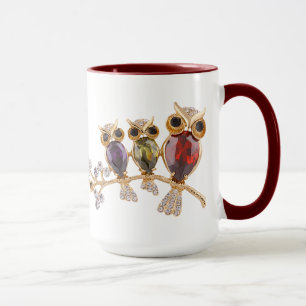 Gold Owls Jewels & Diamonds Mug