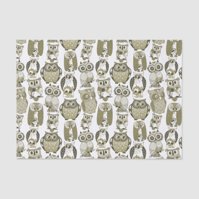 Gold Owls Tissue Paper (Front)