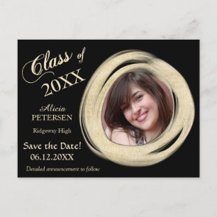 Gold Paint Brush Frame Save the Date Graduation Postcard