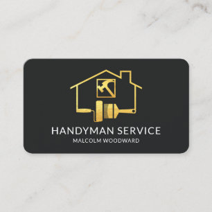 Gold Paint Brush Home Handyman Repairs Business Card