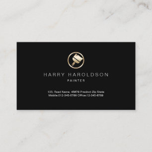 Gold Paint Brush Icon Painter Business Card