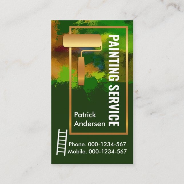 Gold Paint Brush On Dirty Wall Business Card (Front)