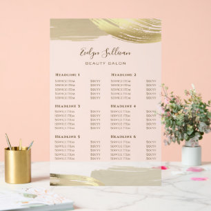 Gold Paint Brush Strokes Price List Acrylic Sign