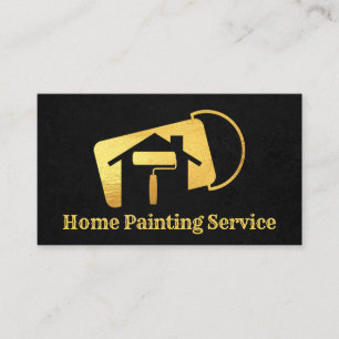 Gold Paint Can Home Roller Brush Painting Business Card
