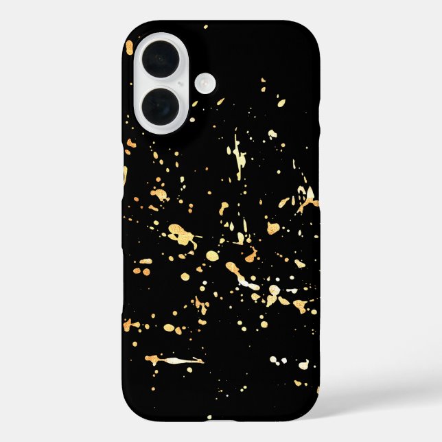 Gold Paint Splatter On Black Case-Mate iPhone Case (Back)