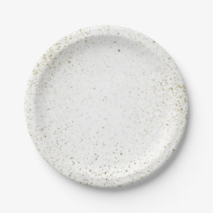 Gold paint splatter paper plate