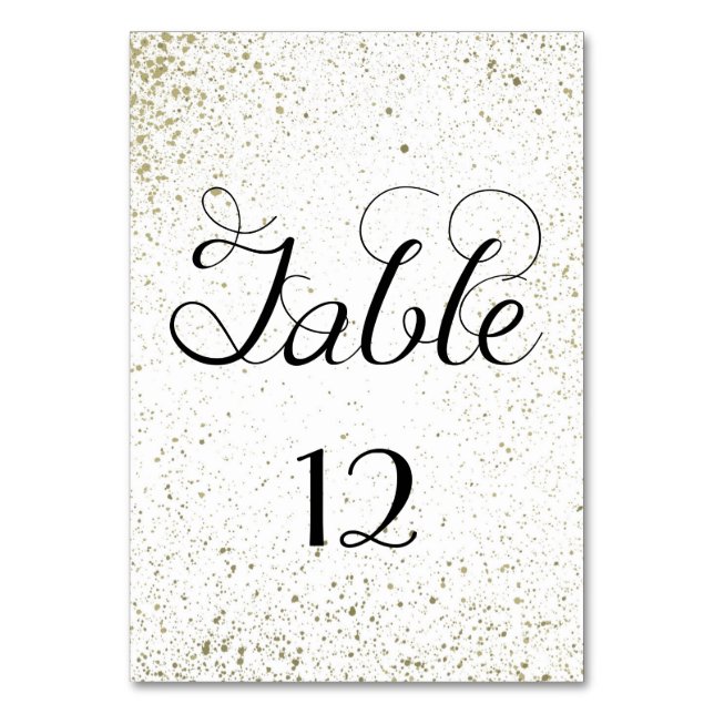 Gold Paint Splatter table number (Front)