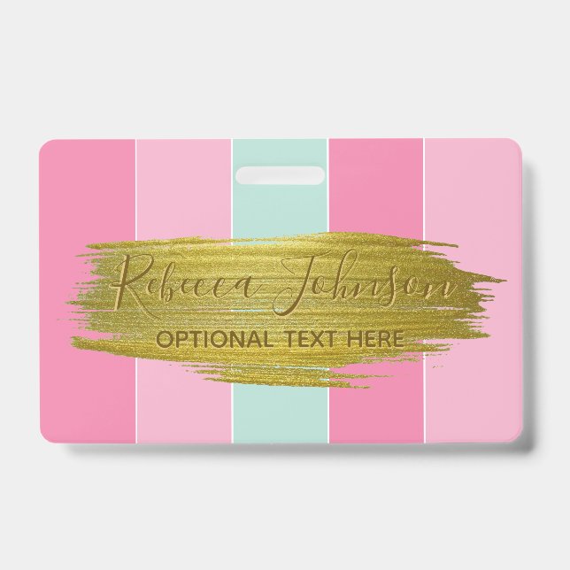 Gold Paint Stroke Colourful Stripes - Badge (Front)