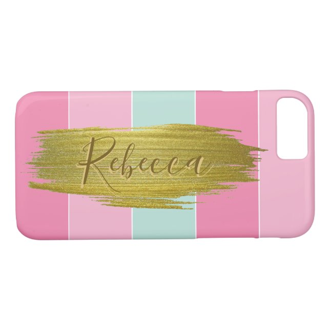 Gold Paint Stroke Colourful Stripes - iPhone Case (Back (Horizontal))