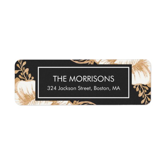 Gold Painted Flowers Christmas Holiday Labels