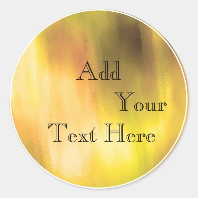 Gold Painted Foil Faux Glitter Customize Classic Round Sticker (Front)