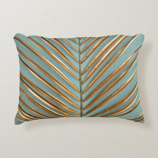 Gold Painted Tropical Palm Pattern Accent Pillow
