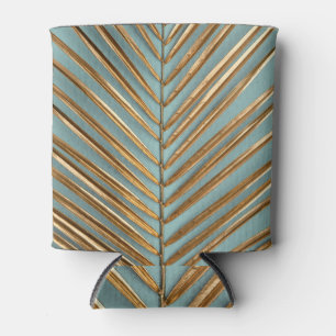 Gold Painted Tropical Palm Pattern Can Cooler