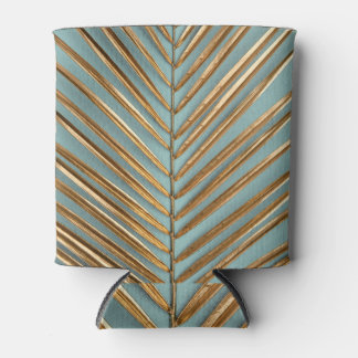 Gold Painted Tropical Palm Pattern Can Cooler