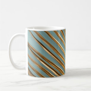 Gold Painted Tropical Palm Pattern Coffee Mug