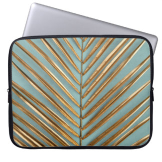 Gold Painted Tropical Palm Pattern Laptop Sleeve