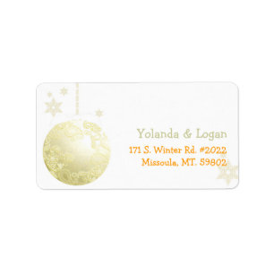 Gold Paisley Ball December Wedding Address Label
