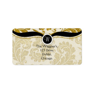 Gold Paisley Damask Étiquettes de adresse