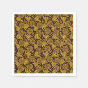 Gold paisley damask floral oriented ethnic patten napkin
