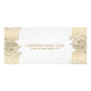 Gold Paisley Lace On White Rack Card