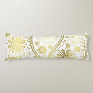 Gold paisley pattern body pillow
