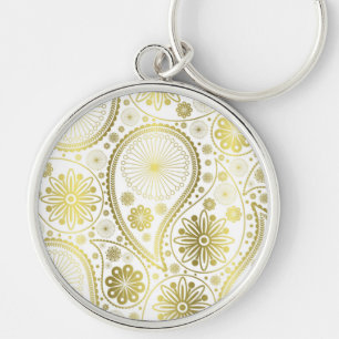 Gold paisley pattern keychain
