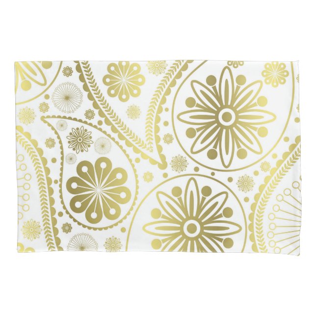 Gold paisley pattern pillowcase (Front)