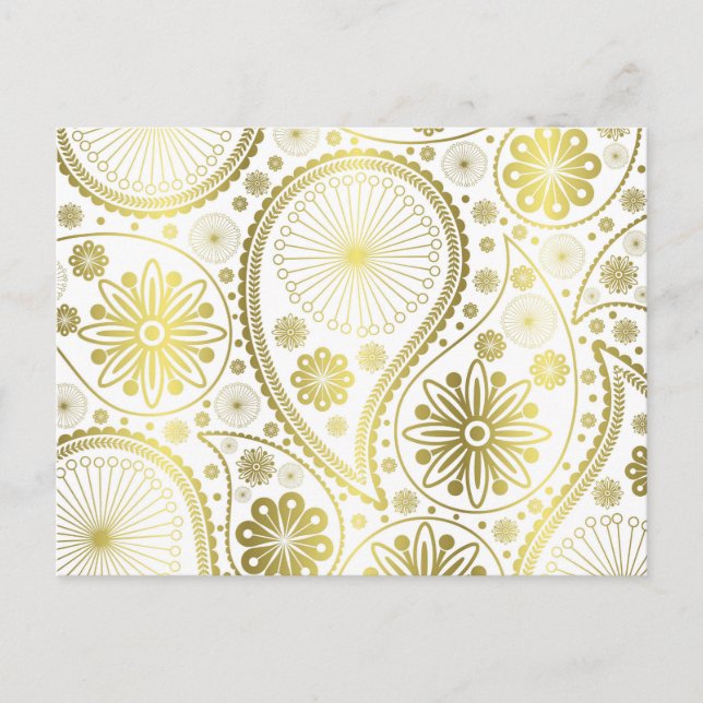 Gold paisley pattern postcard (Front)