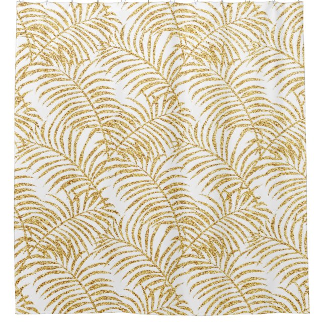 Gold Palm Bath Shower Curtain (Front)