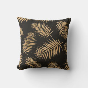 Gold Palm Leaf Decorative Pillow