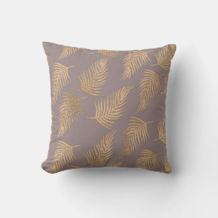 Gold Palm Leaf Reversible Decorative Pillow