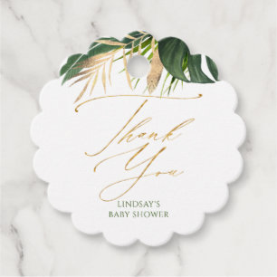 Gold Palm Leaf Tropical Baby Shower Thank You Favour Tags