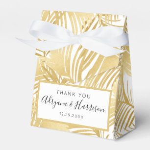Gold Palm Leaves Tropical Wedding Favor Box