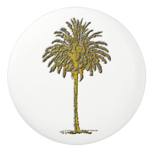 Gold Palm Tree and Your Colour Ceramic Knob