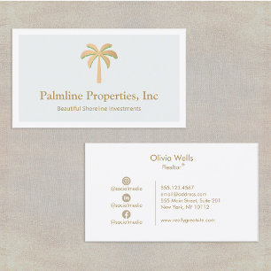 Gold Palm Tree Beach Front Real Estate  Calling Ca Card