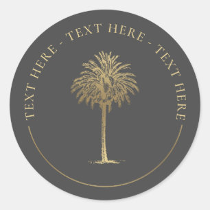 Gold Palm Tree Classic Round Sticker