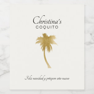 Gold Palm Tree Coquito Food and Beverage Label Set