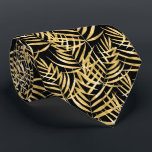 Gold Palm Tree Fronds Tropical Black Tie<br><div class="desc">Tropical gold palm tree fronds on a black background (or any colour), this men's neck tie is cool for the office, a night on the town, a wedding, for the groom or groomsmen or give as a gift to your husband, dad, brother or best friend. Make a statement! More designs...</div>