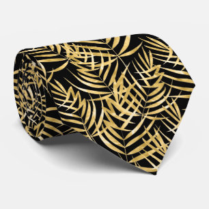 Gold Palm Tree Fronds Tropical Black Tie