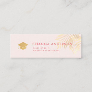 Gold Palm Tree Leaves Graduation Insert Name Card